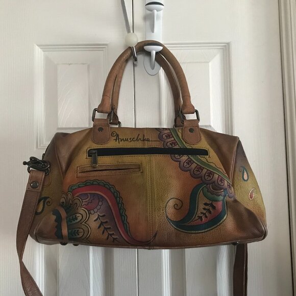 Anuschka Handpainted Leather Satchel w/ Detachable Strap - Picture 5 of 16
